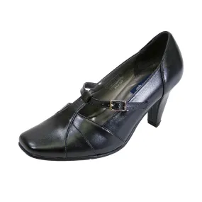 PEERAGE Isabel Women's Wide Width T-Strap Leather Pumps