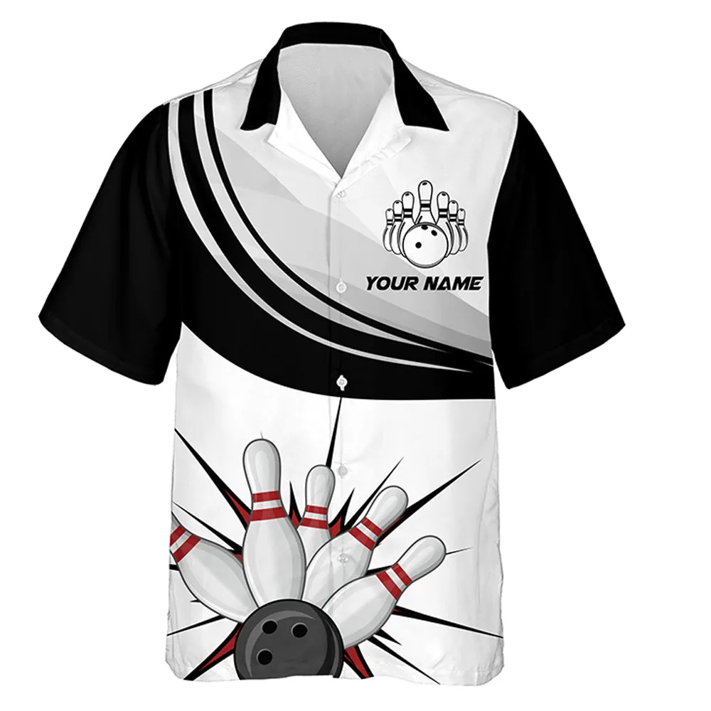 Personalized Hawaiian Bowling Shirt for Men Women, Custom Team Bowling Short Sleeve Bowlers Jersey