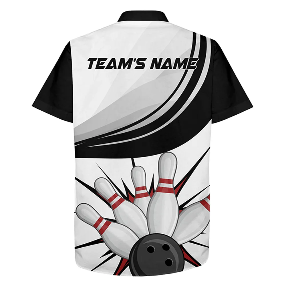 Personalized Hawaiian Bowling Shirt for Men Women, Custom Team Bowling Short Sleeve Bowlers Jersey