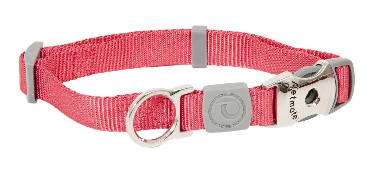 Petmate Deluxe Signature Geranium Pink Metal Clip Collar 14-20"