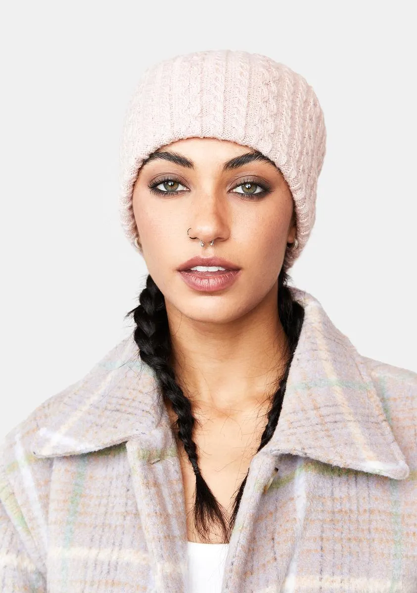 Pink Celine Pom Beanie