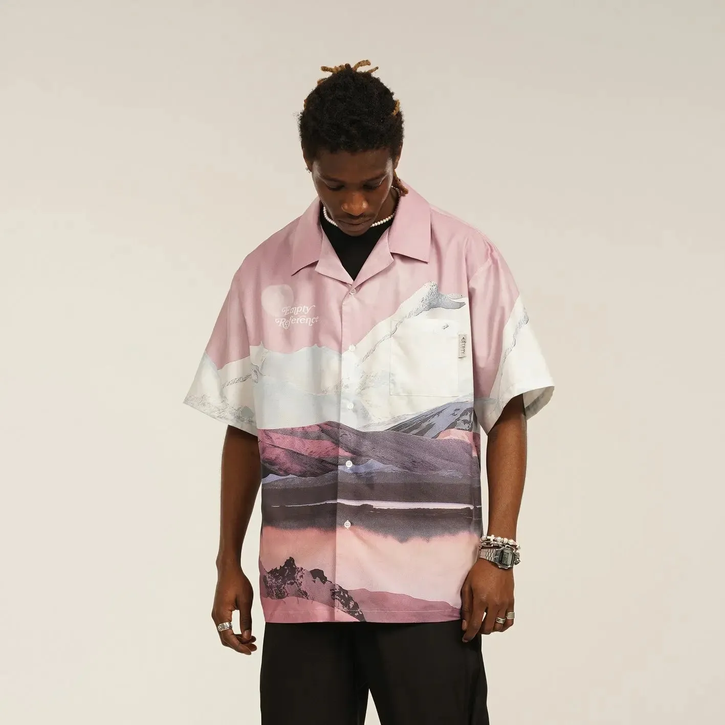 Pink Snow Mountain Print Shirt