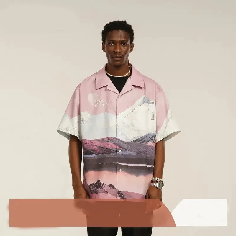 Pink Snow Mountain Print Shirt