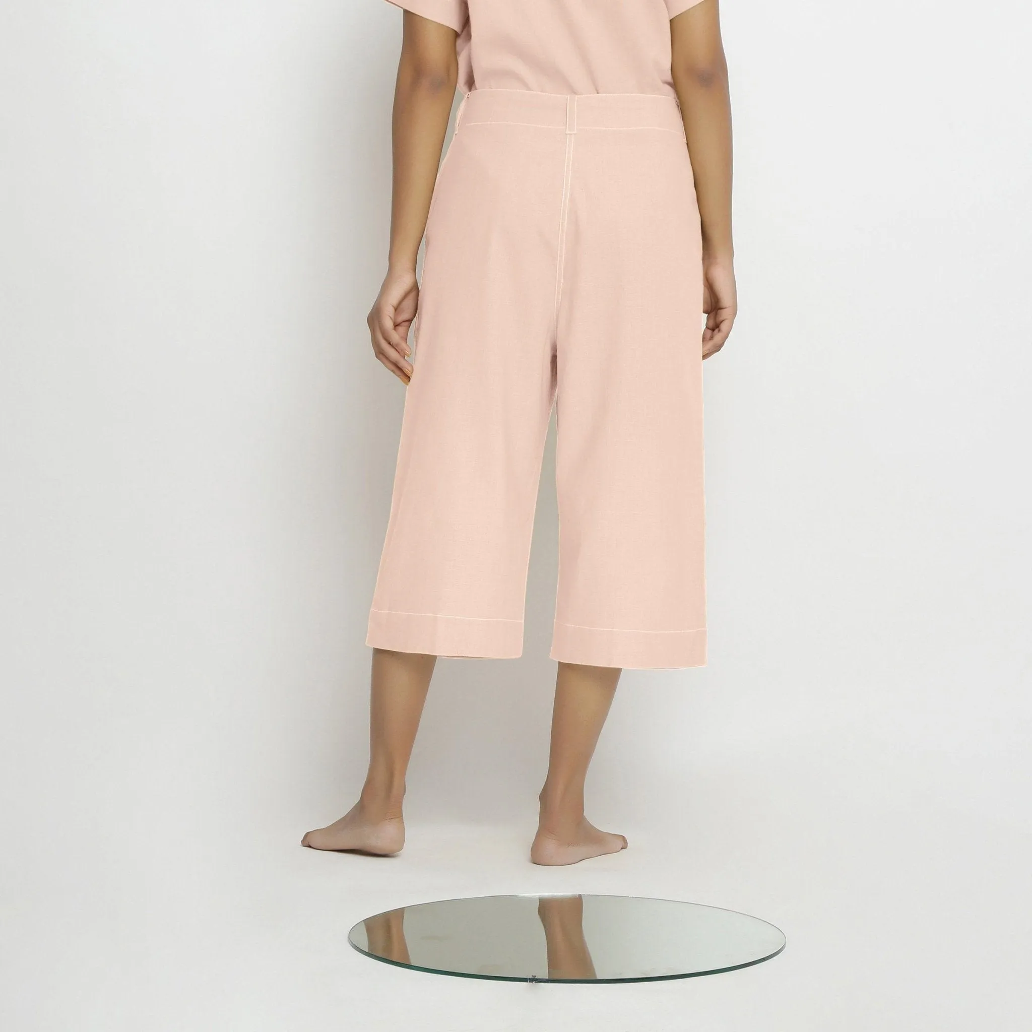 Pink Vegetable Dyed Handspun Cotton Mid-Rise Culottes