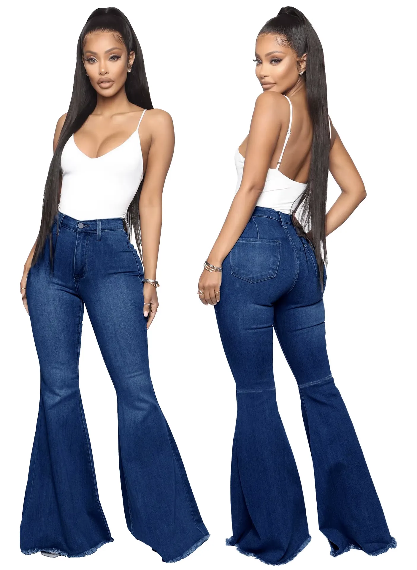 Plus Size Stretch High Waist Flare Jeans