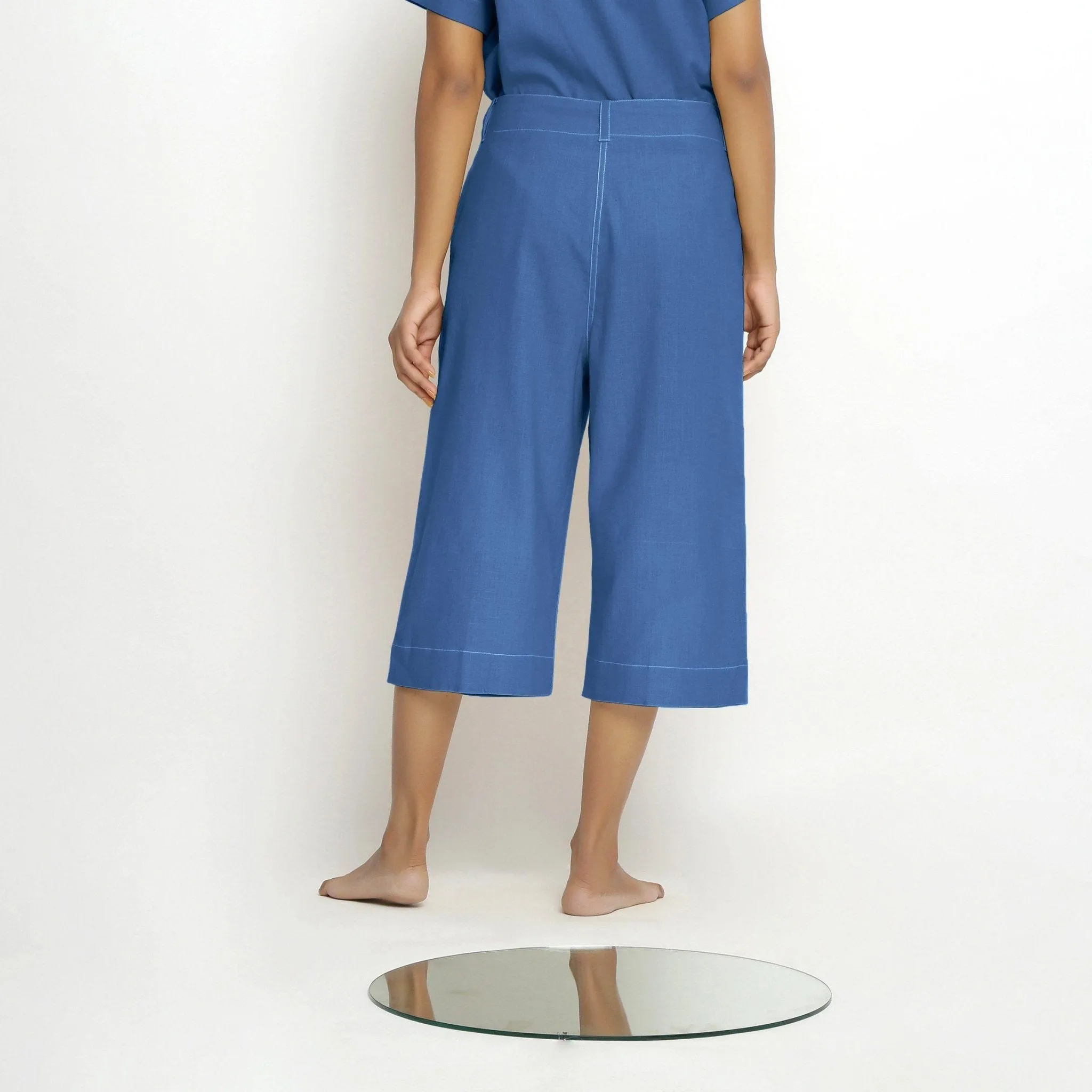 Powder Blue Handspun Cotton Mid-Rise Culottes