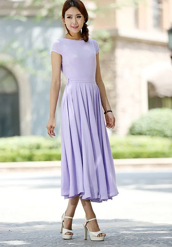 Purple dress Woman Maxi dress chiffon dress custom made bridesmaid dress (1030)