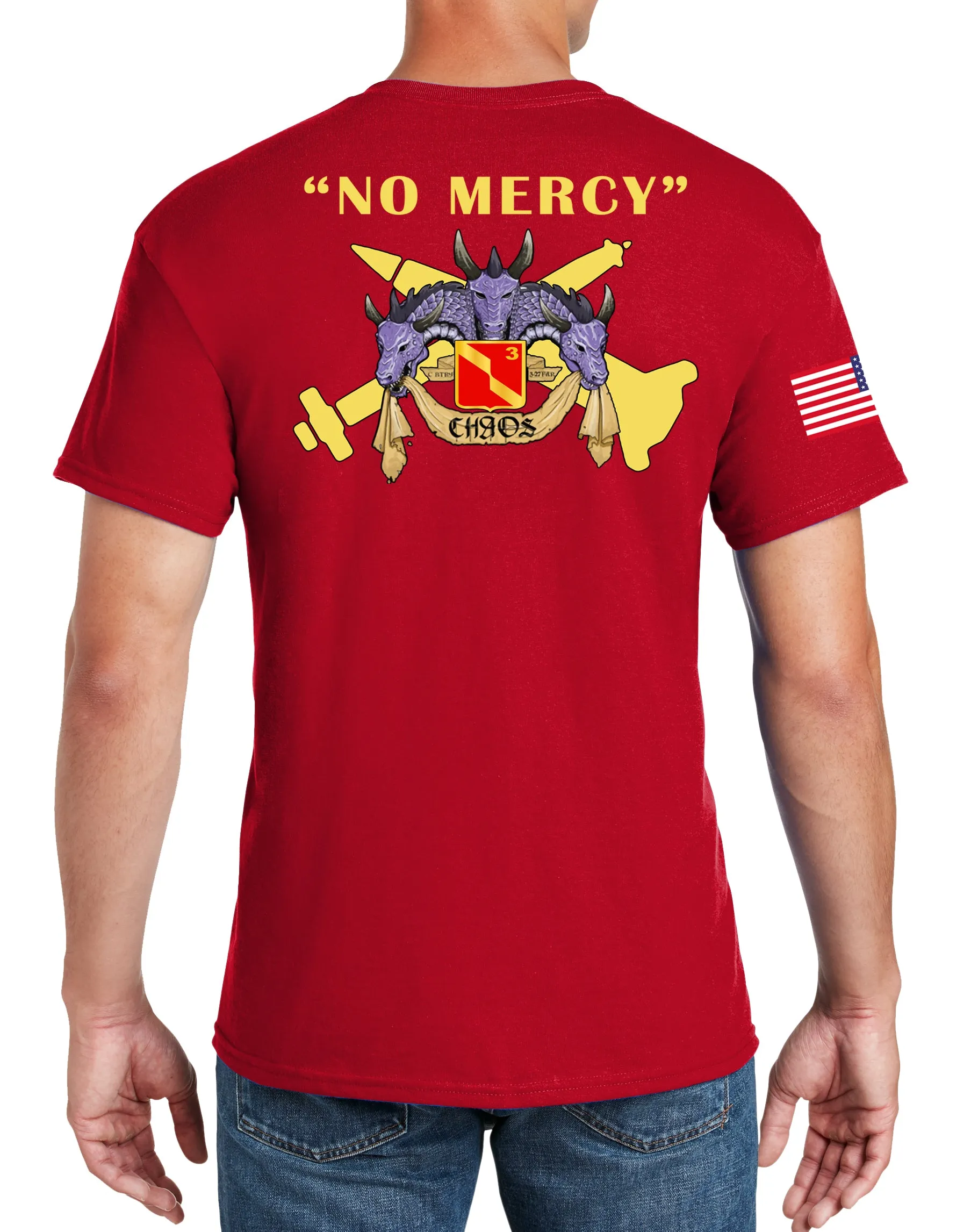 Red 50-50 Blend Unisex PT Short Sleeve Shirt. Approved for PT