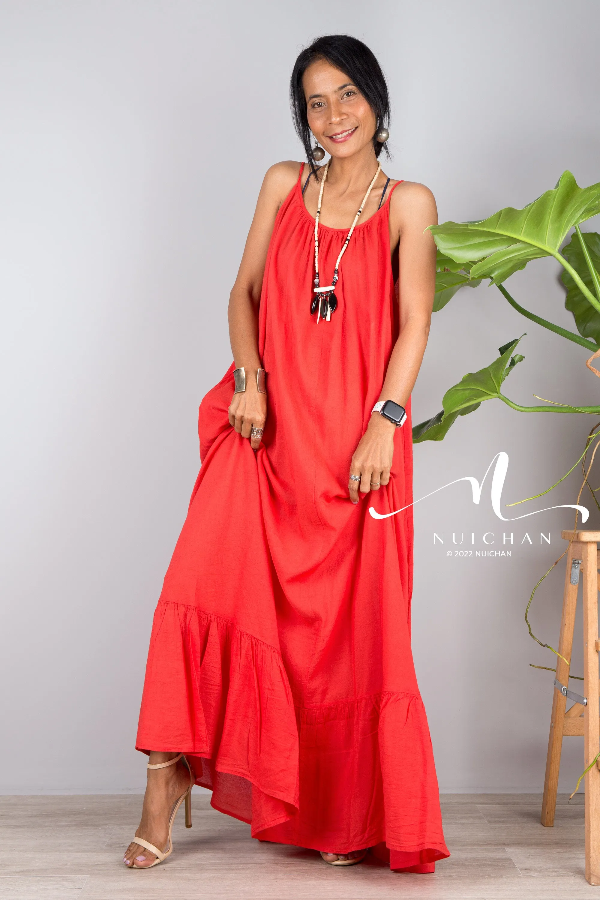 Red cotton sun dress