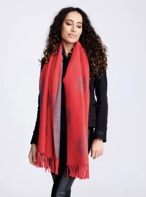 Red Reversible Printed Scarf