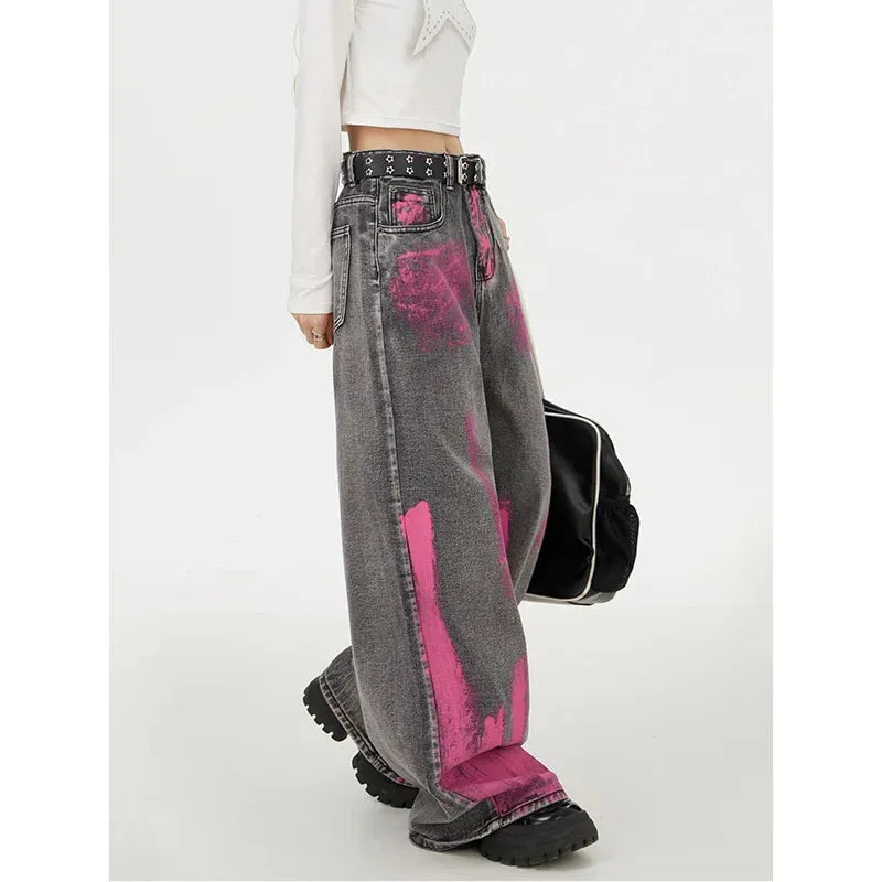 Retro Streetwear High Waist Wide Leg Jeans Pants