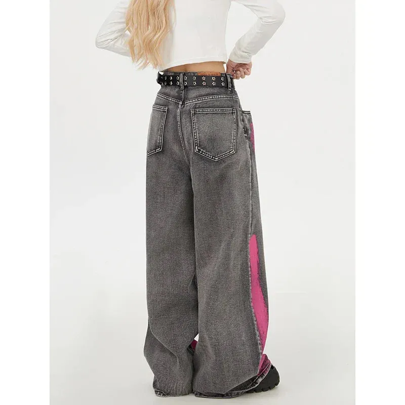 Retro Streetwear High Waist Wide Leg Jeans Pants