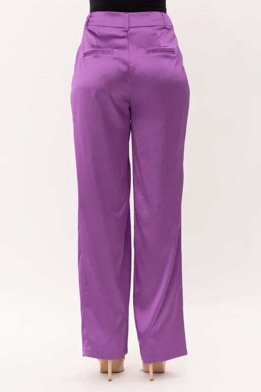 SATIN HIGH WAIST FLARED PANTS