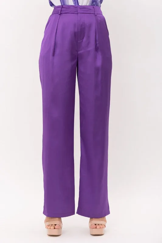 SATIN HIGH WAIST FLARED PANTS