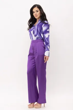 SATIN HIGH WAIST FLARED PANTS