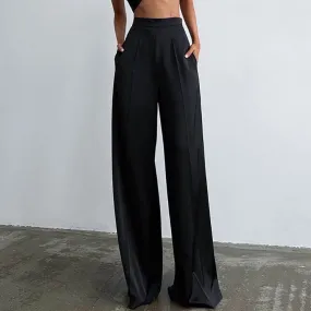 Satin High Waist Palazzo Pants With Top Set - KAHLO