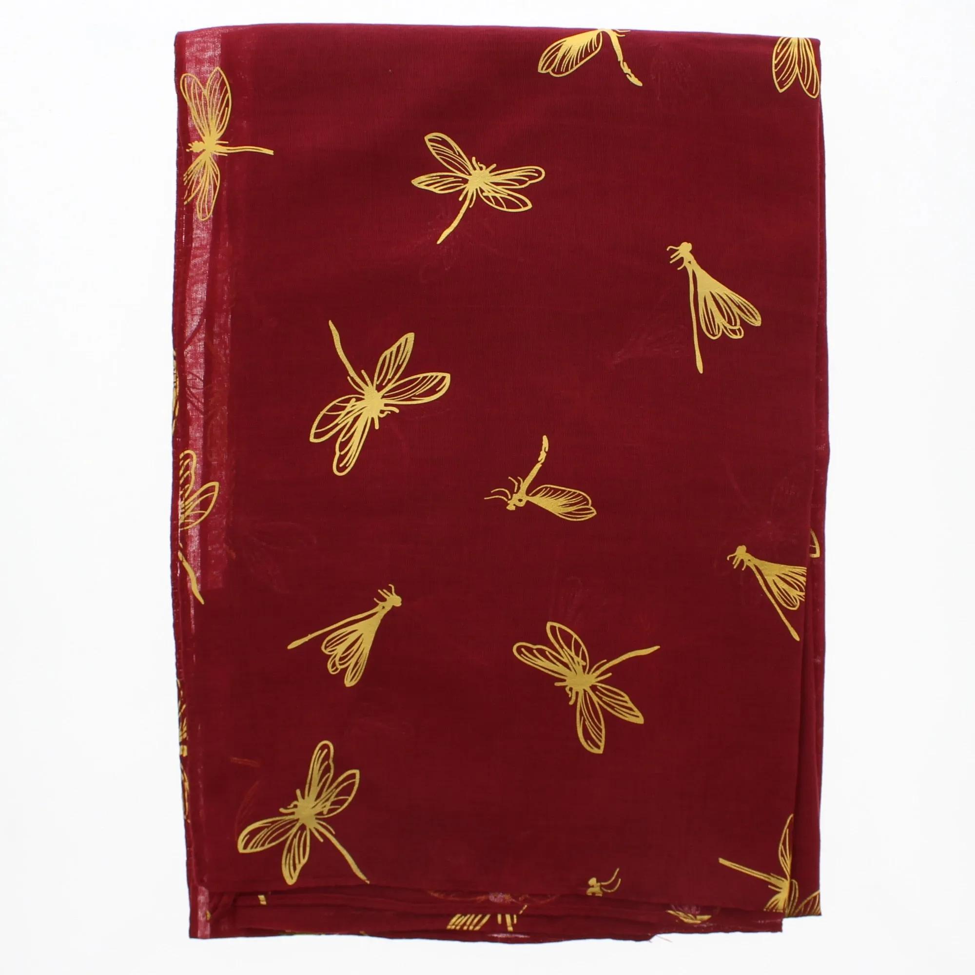 Scarf with Large Gold Foil Dragonfly Print