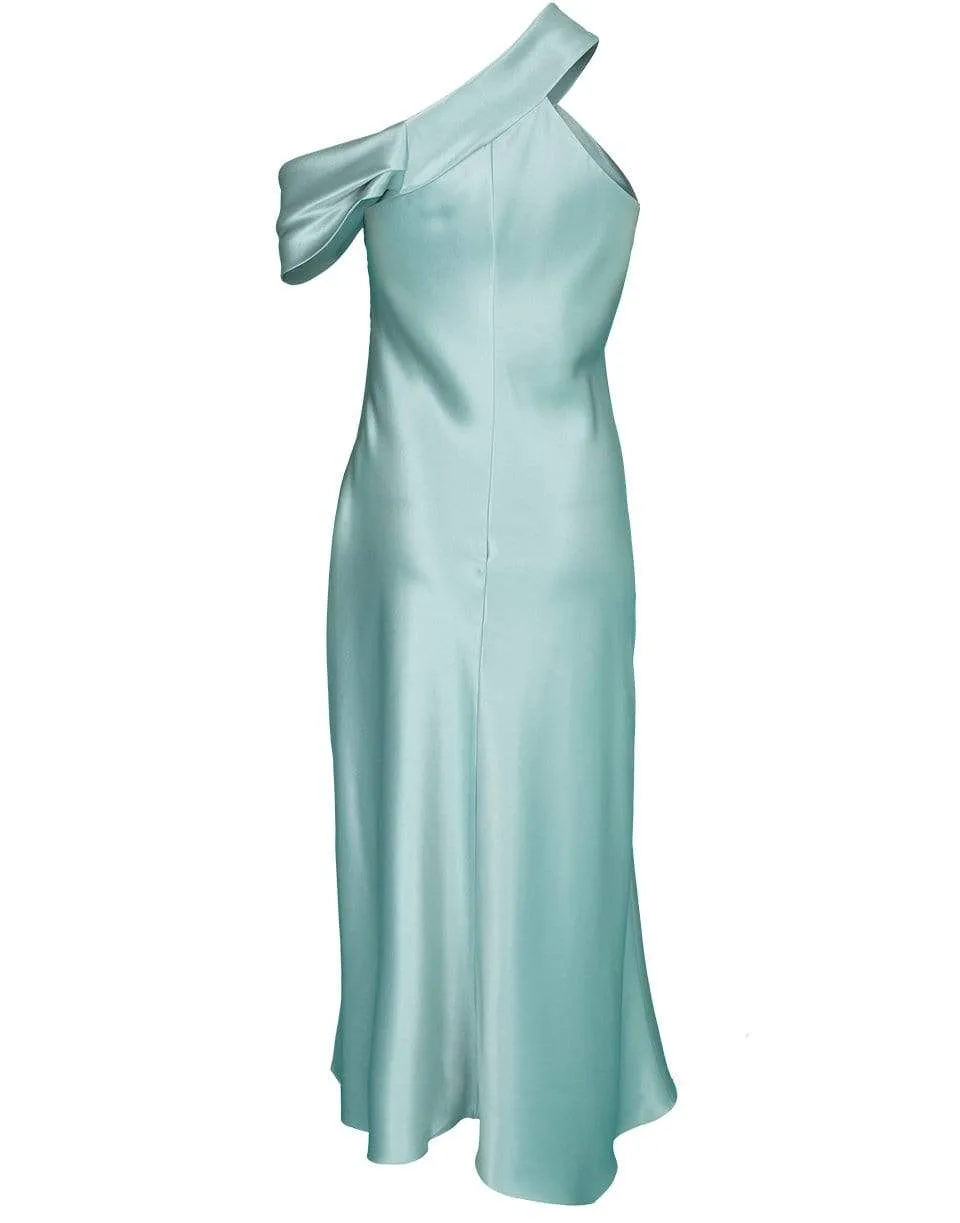 Sea Green Off Shoulder Slip Dress