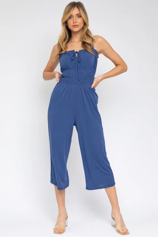 Sleeveless Drawstring Cropped Jumpsuit