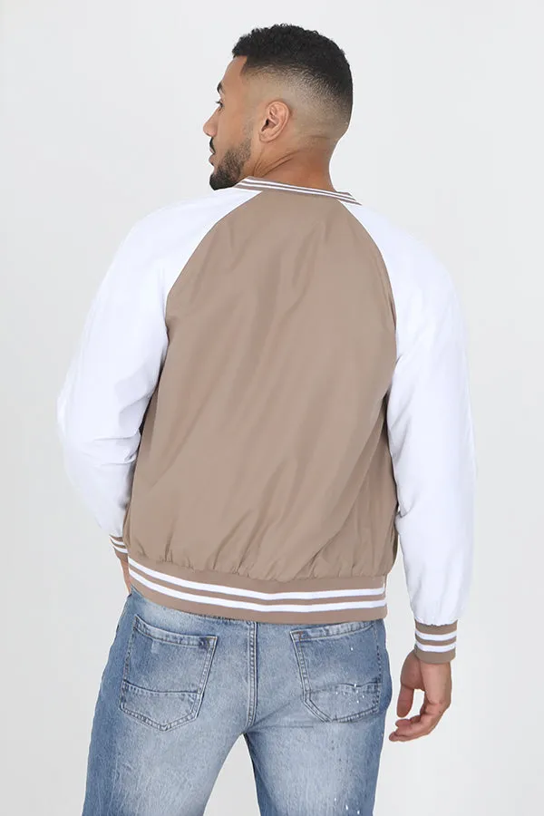 STONE LIGHTWEIGHT VARSITY STYLE BOMBER JACKET