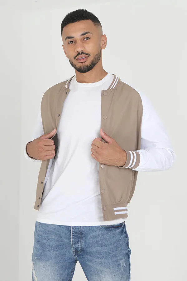 STONE LIGHTWEIGHT VARSITY STYLE BOMBER JACKET