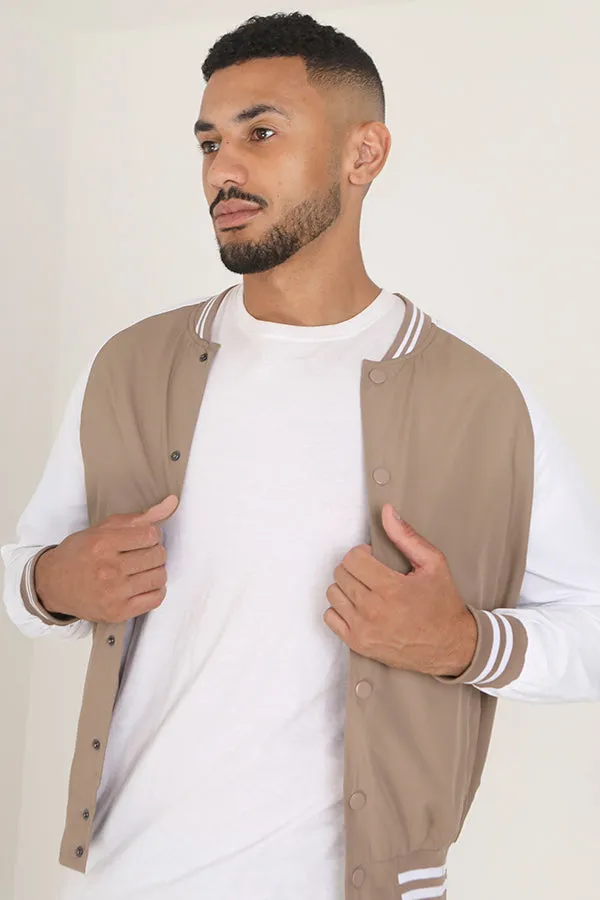 STONE LIGHTWEIGHT VARSITY STYLE BOMBER JACKET