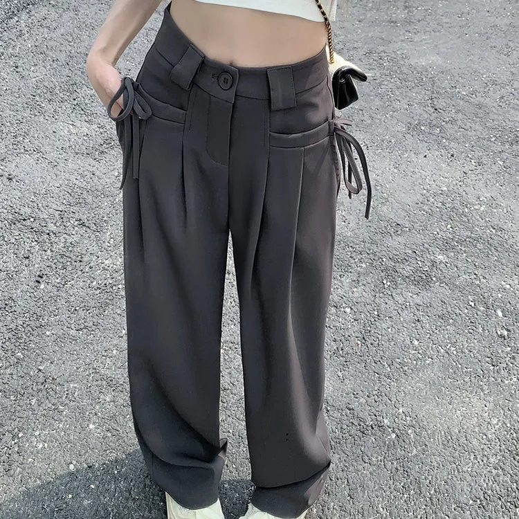 Suit Pants Straight-Leg High-Waist Trousers