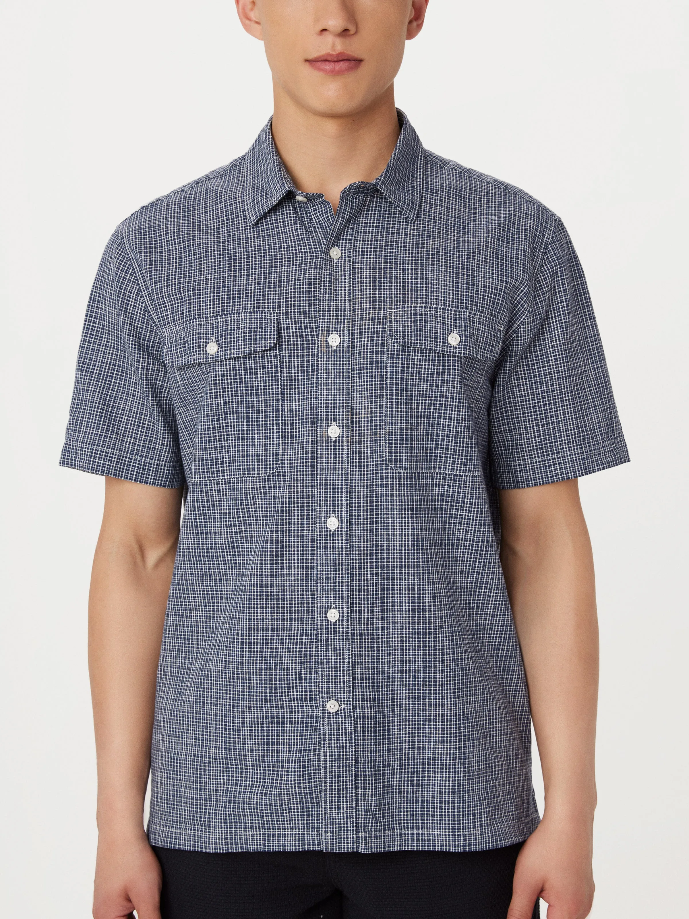 The Short Sleeve Hemp Shirt in Navy