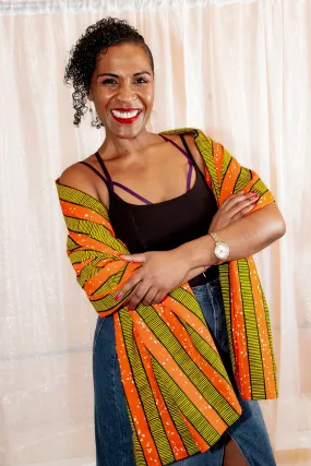 The Ultimate African Scarf African Print Ankara 100% Cotton Orange Striped