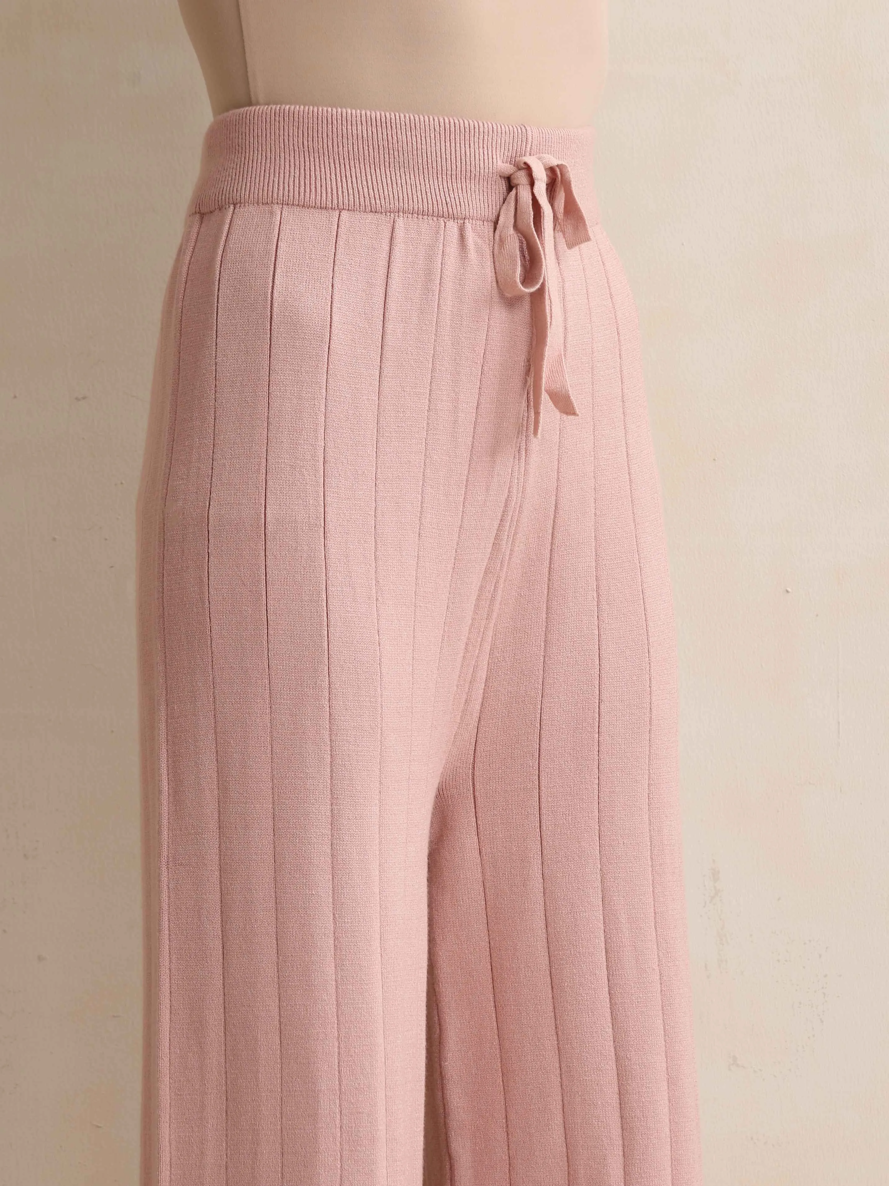 trueBrowns Pink Woollen Flared Pants