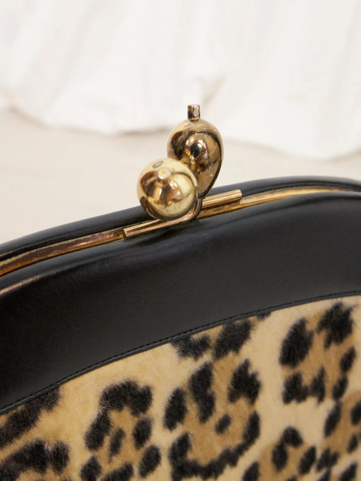 Vintage Leopard Fur Kisslock Bag