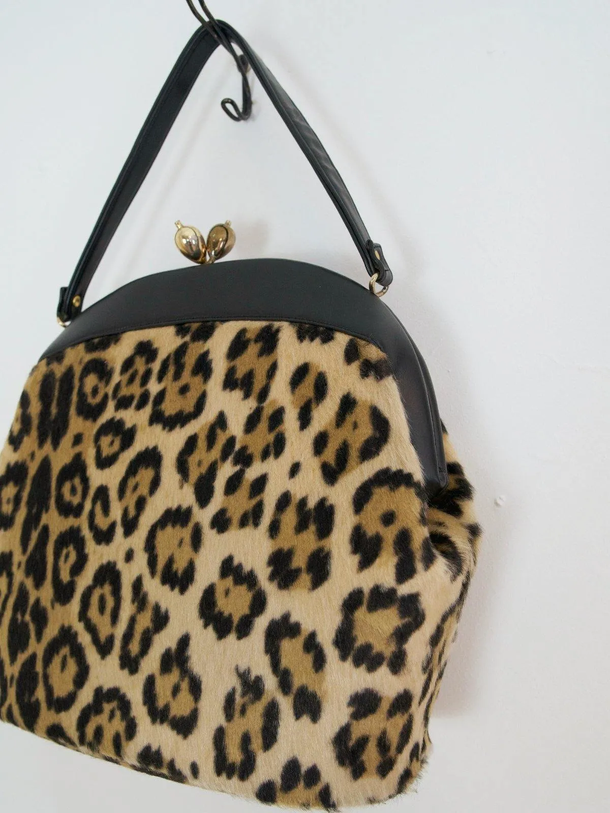 Vintage Leopard Fur Kisslock Bag