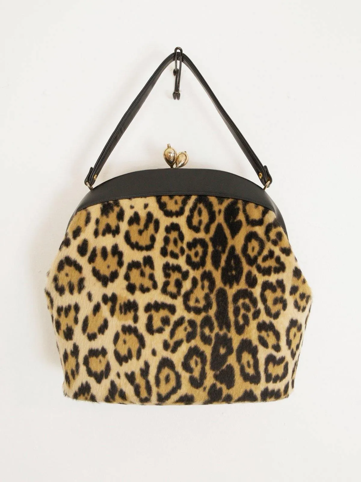 Vintage Leopard Fur Kisslock Bag