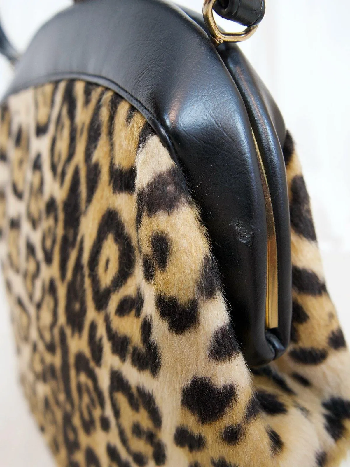 Vintage Leopard Fur Kisslock Bag