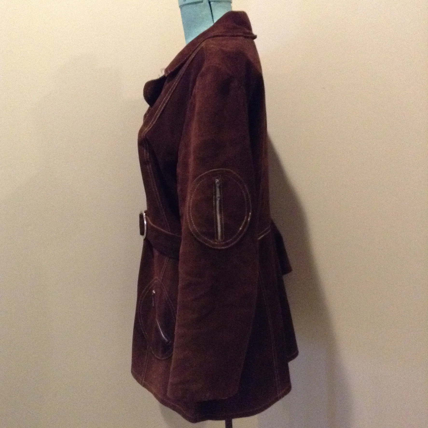 Vintage Sylvia Mark Brown Suede Belted Jacket, Made in Canada