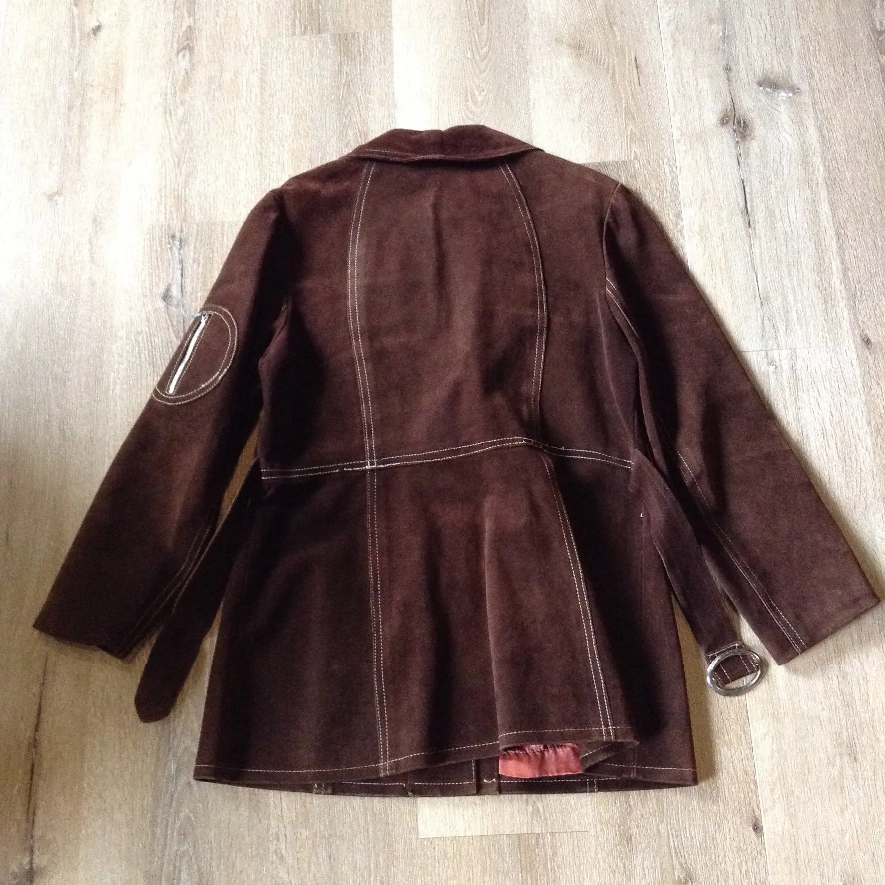 Vintage Sylvia Mark Brown Suede Belted Jacket, Made in Canada