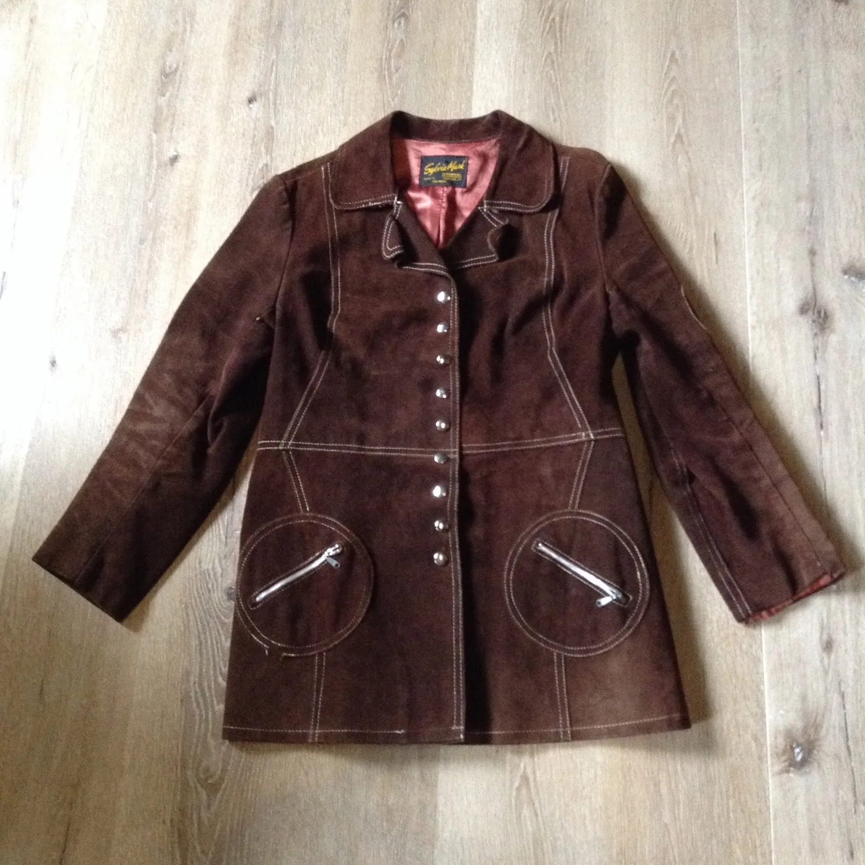 Vintage Sylvia Mark Brown Suede Belted Jacket, Made in Canada