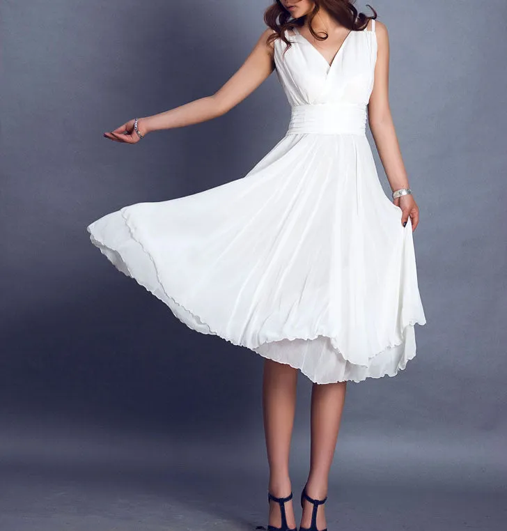 White dress wedding dress prom dress maxi dress (099)