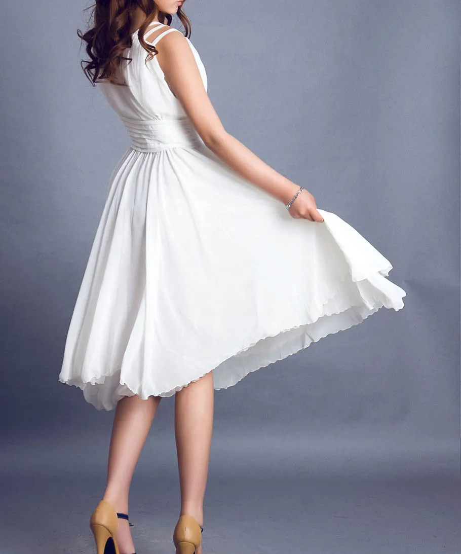 White dress wedding dress prom dress maxi dress (099)