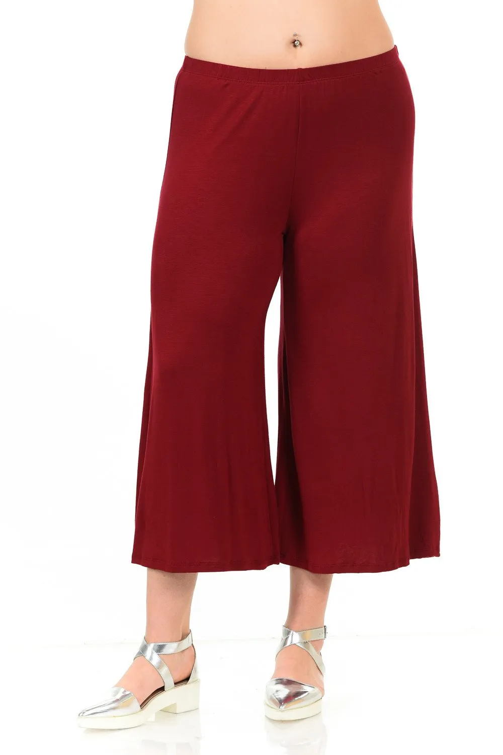 Wide Leg Crop Culottes Plus Size