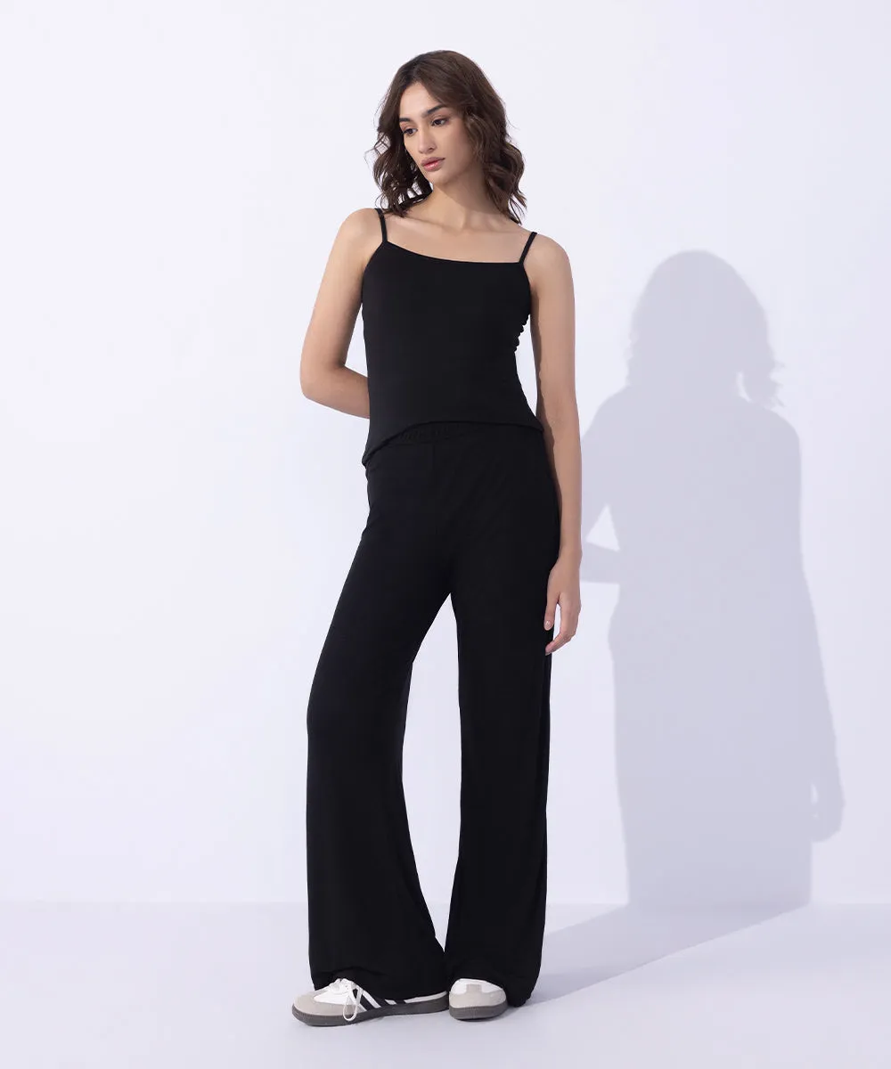 Wide Leg Jersey Trousers