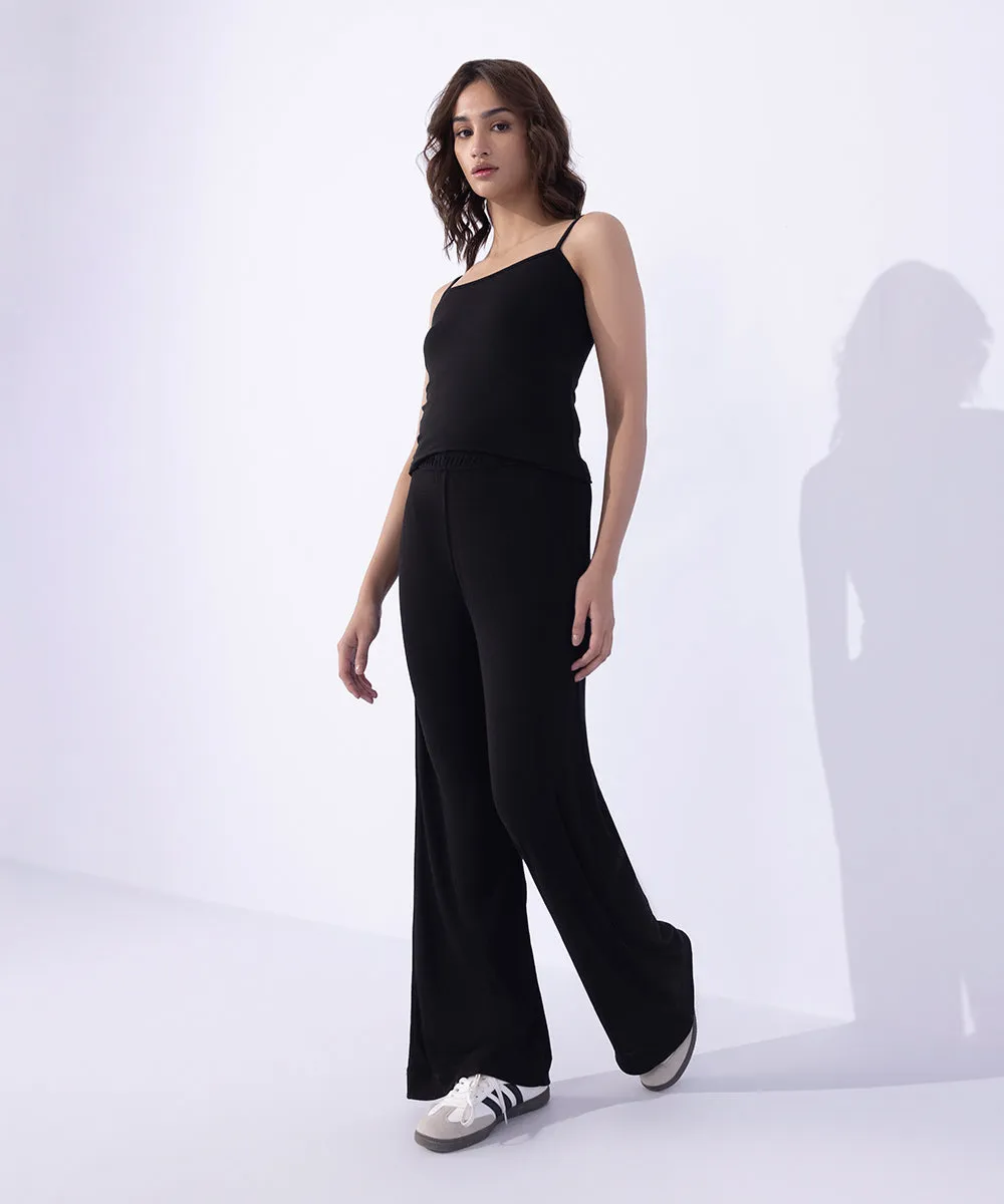 Wide Leg Jersey Trousers