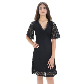 Women's Butterfly Sleeve Lace Dress,Black