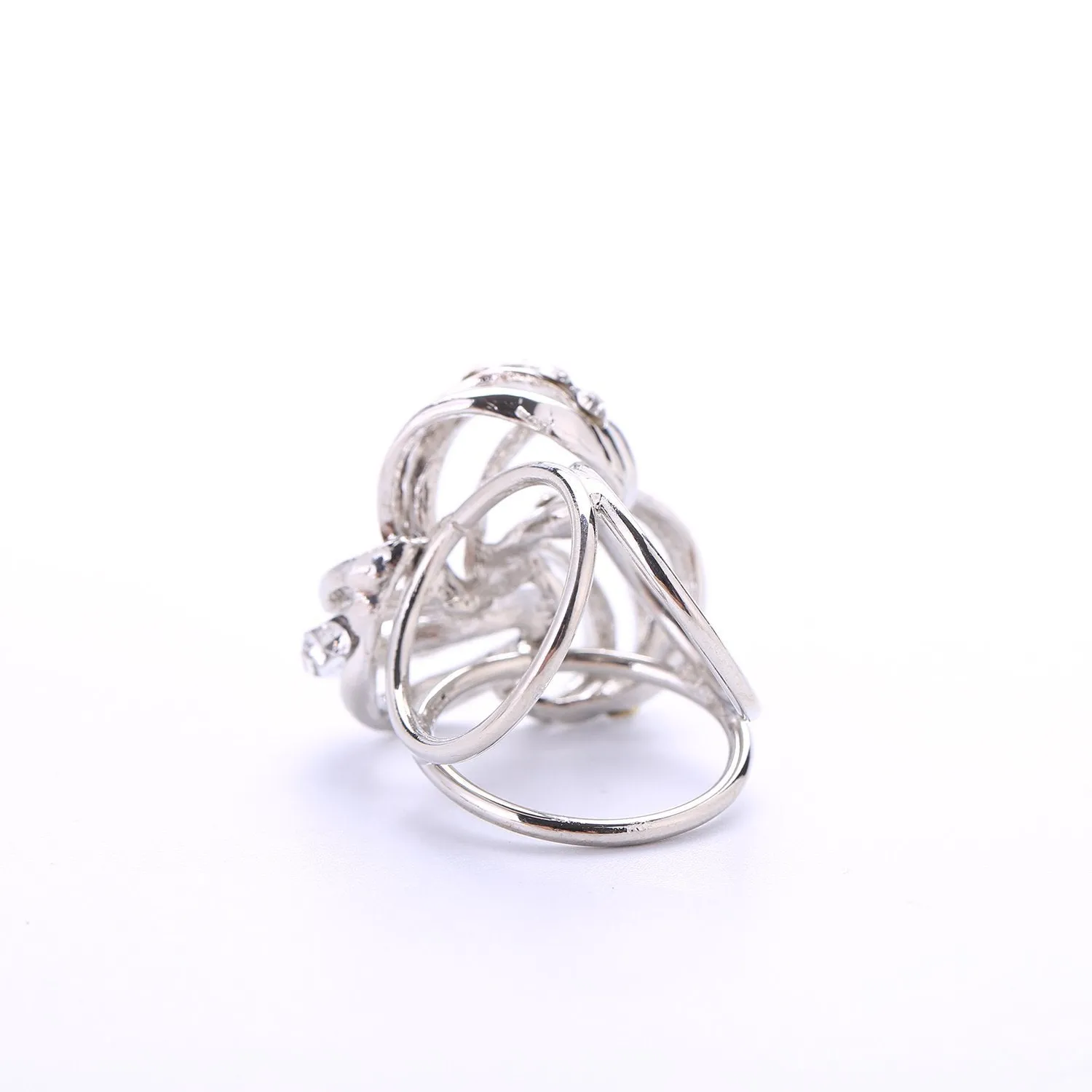 Women's Fashion Silk Scarf Buckle Silver Crystal Clip Ring BUK003