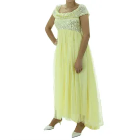 Women's Sequined Formal Long Dress,Yellow