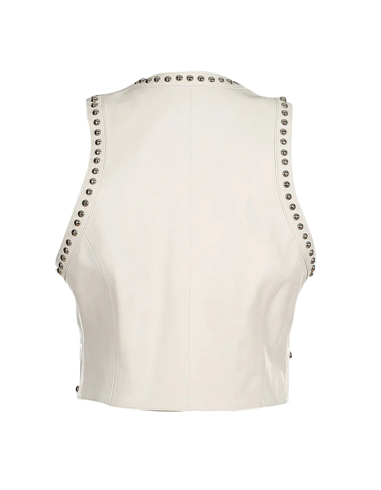 Women's White  Studded Leather Vest