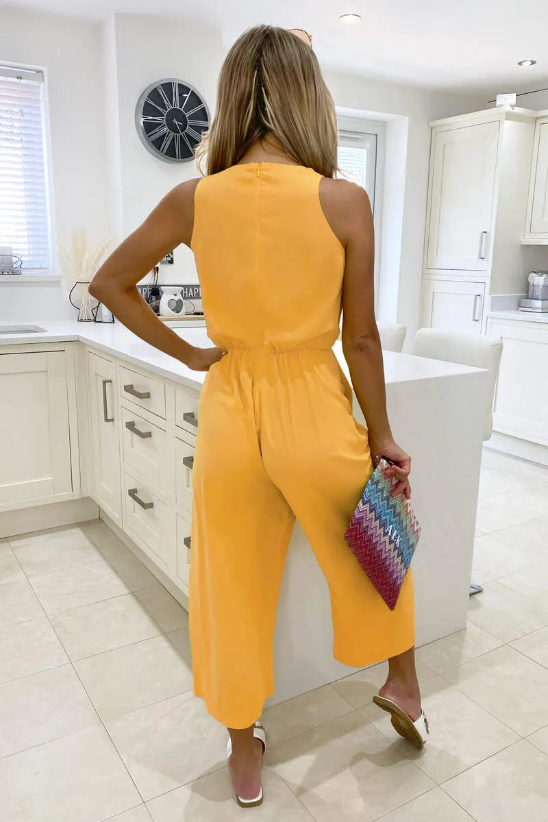 Yellow Tie Front Detail Jumpsuit