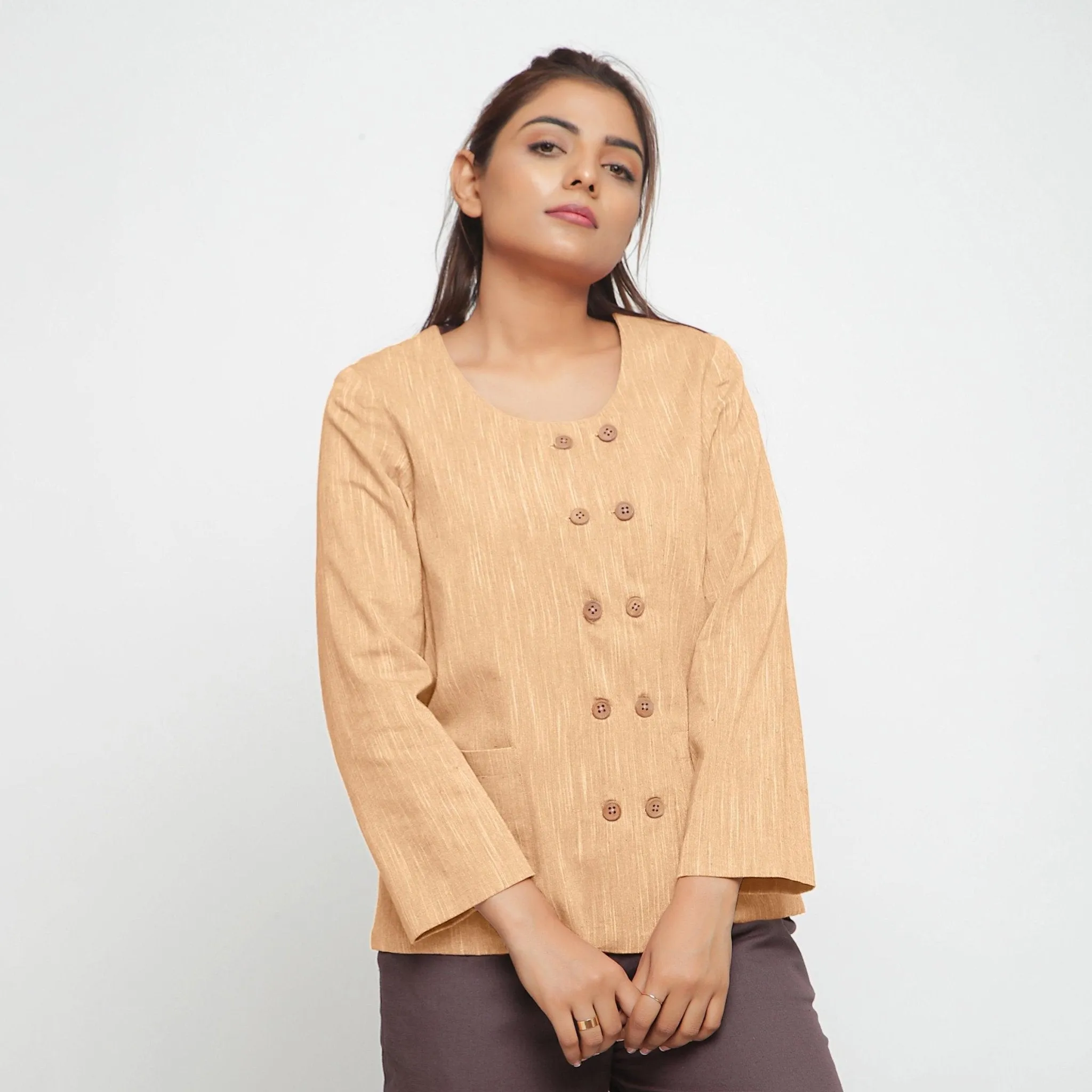 Yellow Warm Cotton Double-Breasted Short Jacket